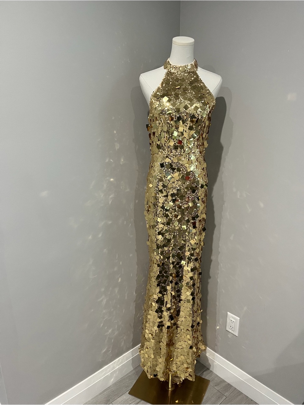 Gold Sequin Halter Gown